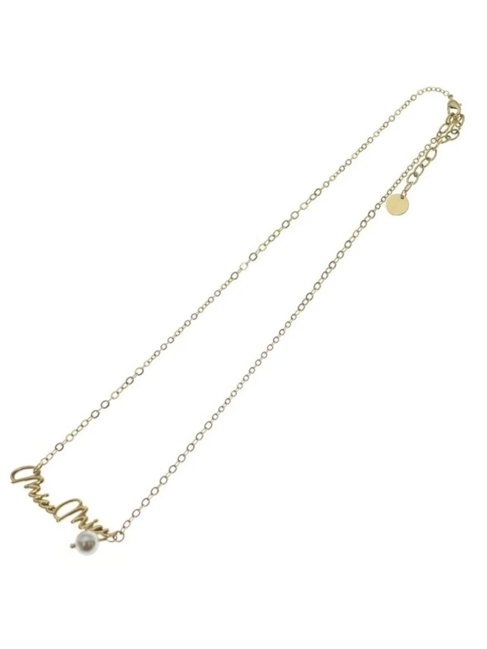 Miu Miu Logo Pearl Bracelet Gold
